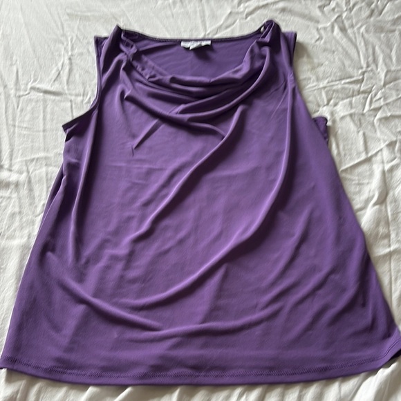 Jacklyn Smith Purple Draped Neck Sleeveless Top Size Small Sophisticated Style - Picture 2 of 7